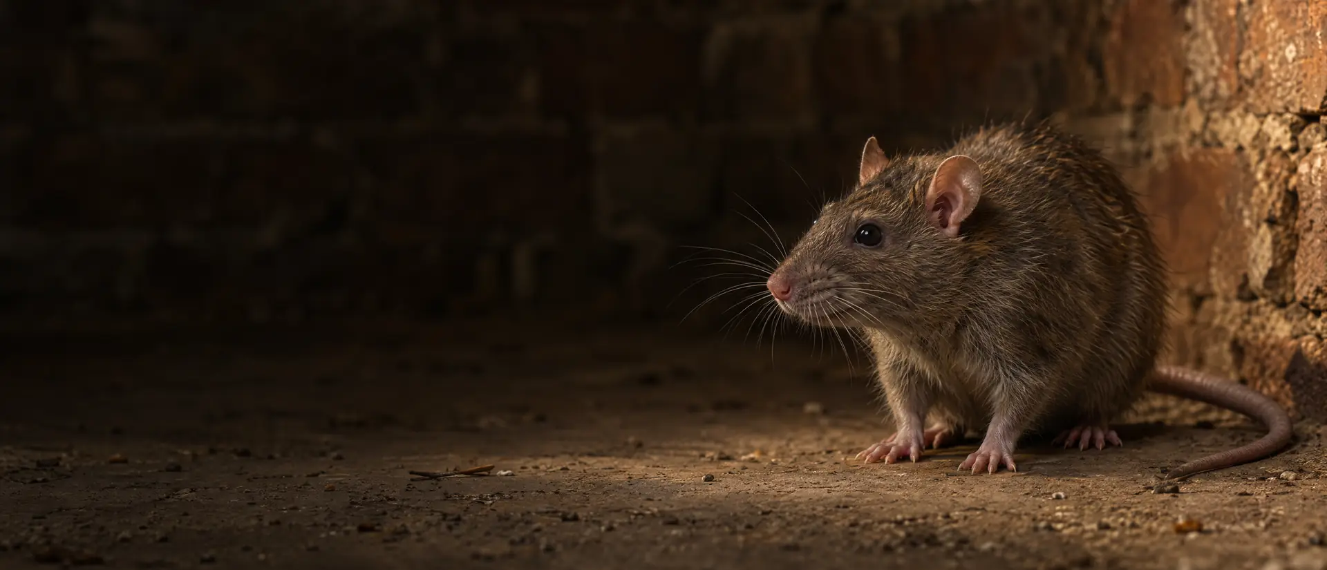 Wanderratte auf dem Boden eines Kellers